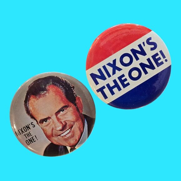 2 Nixon's The One Vintage Used 1968 Pinback Slogan Button Presidential Campaign - Picture 2 of 11